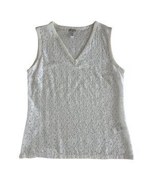 Massimo Alba Cream Lace V-Neck Tank Top-Sz L